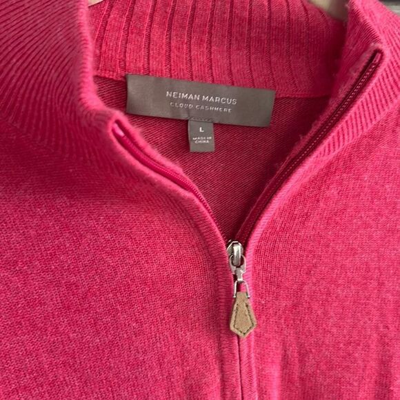Neiman Marcus cloud cashmere quarter zip sweater pink size L - Picture 4 of 6